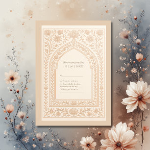 Elegante Elfenbeinhochzeit Rose Gold Arabische Arc RSVP Karte