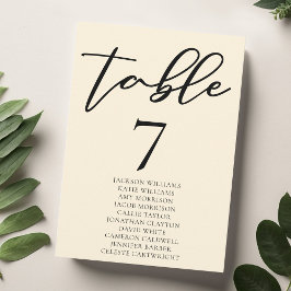 Elegante Elfenbeinhochzeit-Tischnummer mit Namensk