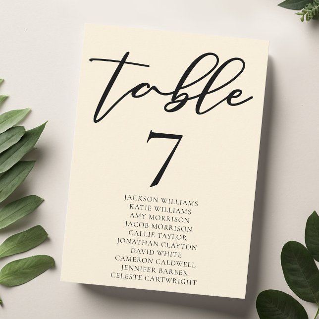 Elegante Elfenbeinhochzeit-Tischnummer mit Namensk (Von Creator hochgeladen)