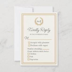 Elegante Elfenbeinküche Imitats Gold 3 Mahlzeiten  RSVP Karte