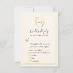 Elegante Elfenbeinküche Imitats Gold 3 Mahlzeiten RSVP Karte