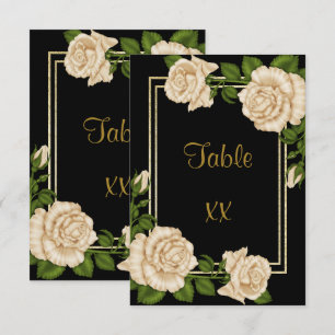 Elegante Elfenbeinrosen und goldener Glitter-Tisch Einladung