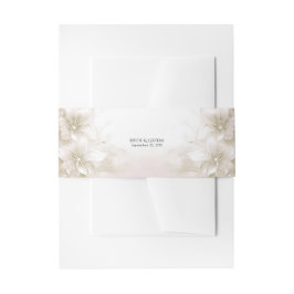 Elegante Elfenbeinweiße Blumen Einladungsbanderole