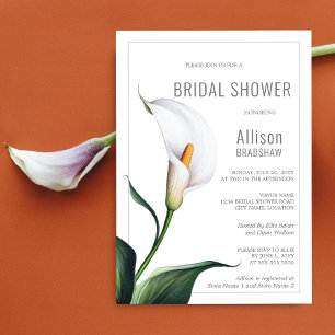 Elegante Elfenbeinweiße Calla-Lilien-Brautparty Einladung
