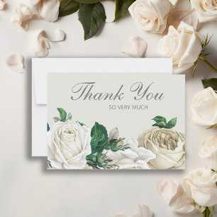 Elegante Elfenbeinweiße Rosen Hochzeit Danke