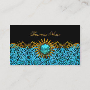 Elegante Elite Klasse Teal Blau Schwarz Gold Leopa Visitenkarte