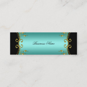 Elegante Elite Klasse Teal Blau Schwarz Gold Mini Visitenkarte