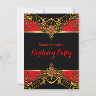 Elegante Elite Regal Red Gold Black Birthday 2 Einladung