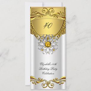 Elegante Elite Weiße Juwel Goldene Geburtstagsfeie Einladung