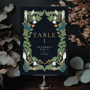 Elegante Elster Art Nouveau Hochzeits-Einladung Tischnummer