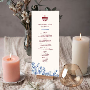 Elegante Elster-Chinesische Hochzeitstisch-Menükar
