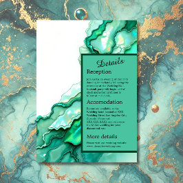 Elegante Emerald Aquamarin Marble Watercolor Weddi Begleitkarte