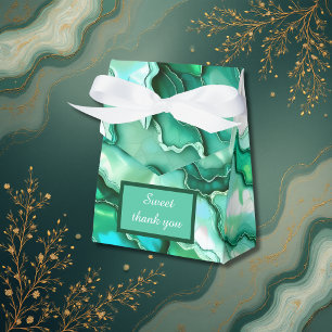 Elegante Emerald Aquamarin Marble Watercolor Weddi Geschenkschachtel