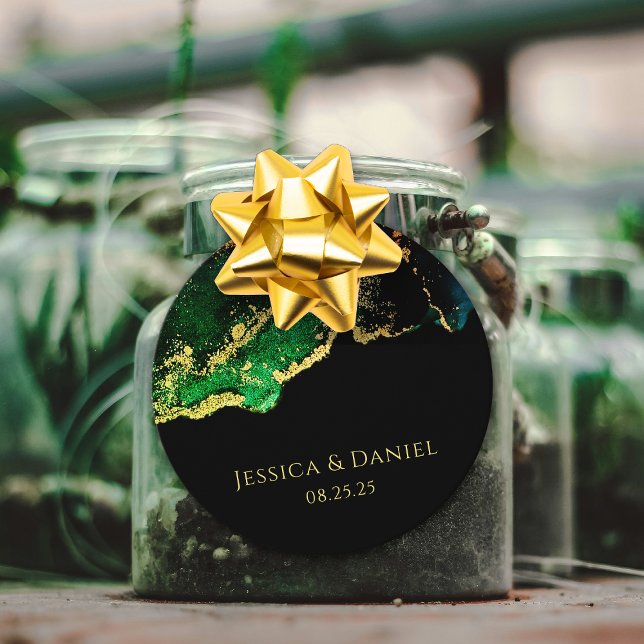 Elegante Emerald Black Wedding Geschenkanhänger (Elegant Emerald Black Wedding Favor Tags)