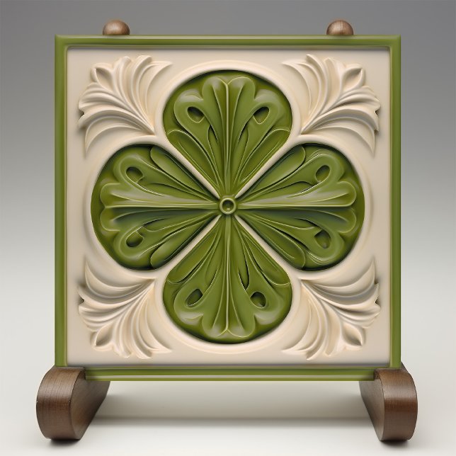 Elegante Emerald Elfenbein Fleur-de-Lis Fliese (Von Creator hochgeladen)