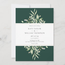 Elegante Emerald Green Botanical Wedding Einladung