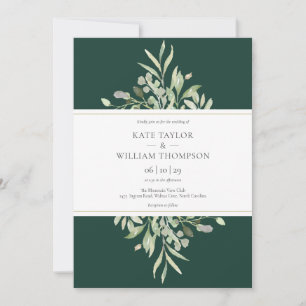 Elegante Emerald Green Botanical Wedding Einladung