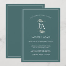 Elegante Emerald Green Classic-Initialen Hochzeit