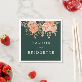 Elegante Emerald Green Floral Hochzeit im Herbst W Serviette