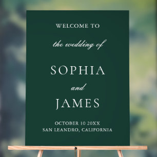 Elegante Emerald Green Minimalistisch Wedding Acrylschild