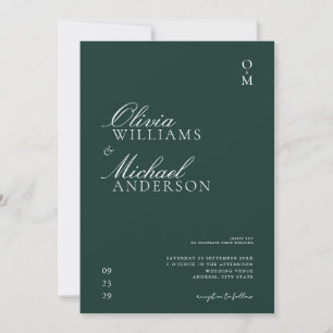 Elegante Emerald Green Minimalistisch Wedding Einladung