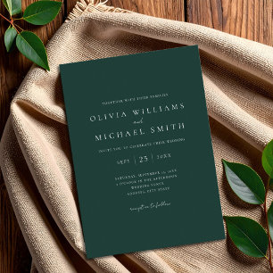 Elegante Emerald Green Minimalistisch Wedding Einladung