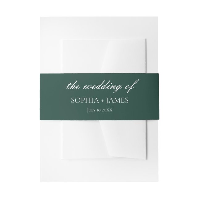 Elegante Emerald Green Minimalistisch Wedding Einladungsbanderole (Vorderseite Beispiel)