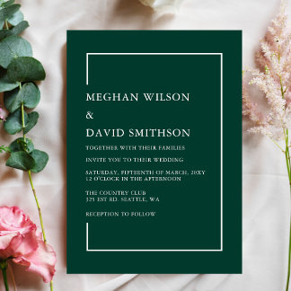 Elegante Emerald Green Modern Wedding Einladung