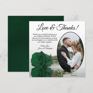 Elegante Emerald Green Rose Oval Foto Hochzeit Dankeskarte