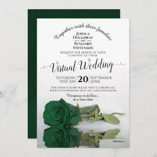 Elegante Emerald Green Rose Virtual Wedding Einladung