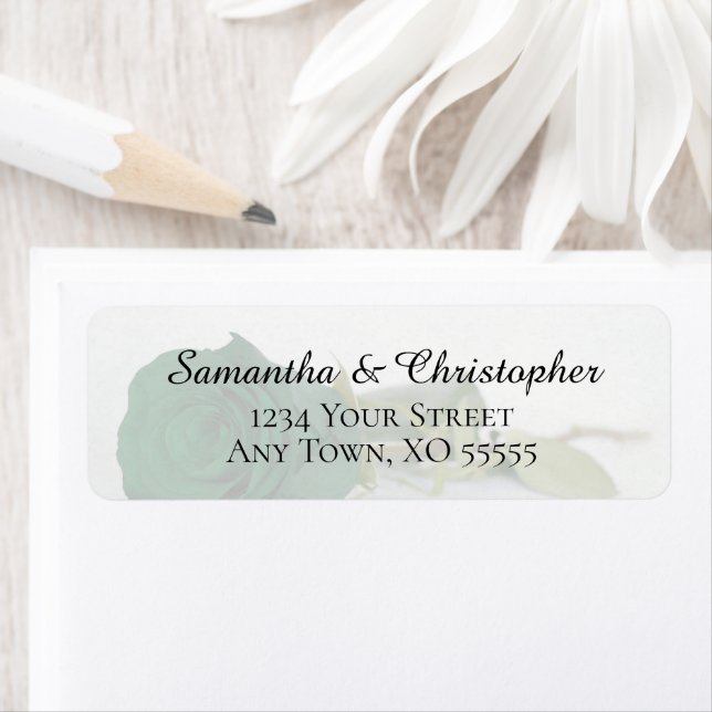 Elegante Emerald Green Rose Wedding Rücksendeadres (Insitu)