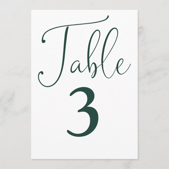 Elegante Emerald Green Simple Large Tischnummer (Vorderseite)