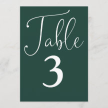 Elegante Emerald Green Simple Large Tischnummer