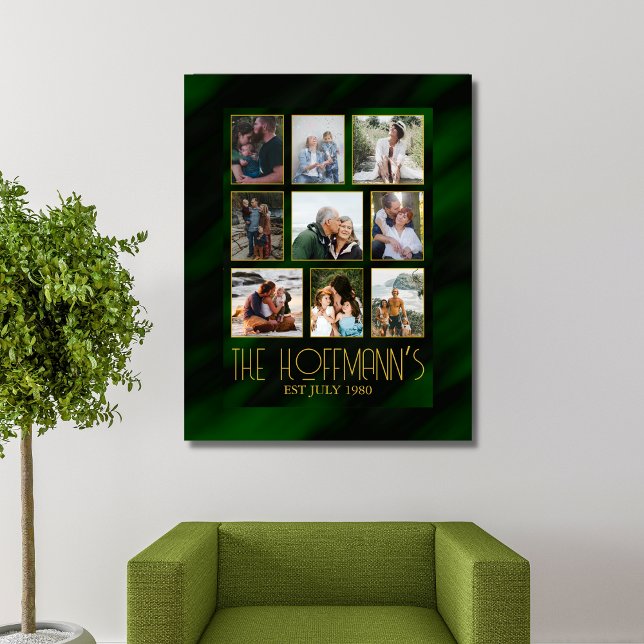 Elegante Emerald Green und Gold Foto Collage Leinwanddruck (Von Creator hochgeladen)
