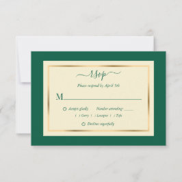 Elegante Emerald Green und Gold Wedding RSVP Cards Karte