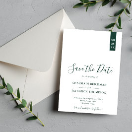 Elegante Emerald Green und White Script Wedding Save The Date