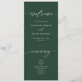 Elegante Emerald Green Wedding Zeremonie Programm