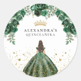 Elegante Emerald Quinceañera Imitats Foil Runder Aufkleber