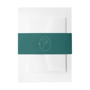 Elegante Emerald umrandete Monogramm-Hochzeit Einladungsbanderole