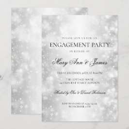 Elegante Engagement Partei Silver Shimmer Lichter Einladung