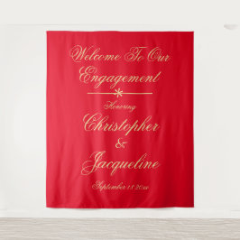 Elegante Engagement Party Chic Red & Gold Hintergr Wandteppich