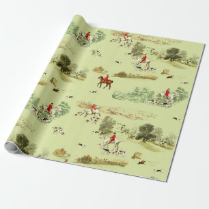 Elegante englische Vintage-Pferdereiter mit Jagdhu Geschenkpapier