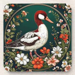 Elegante Ente, umgeben von lebendigen Blumen Getränkeuntersetzer