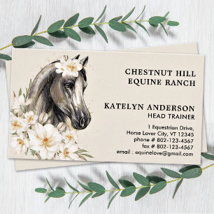 Elegante Equine Florale Personalisierte Reitsport Visitenkarte
