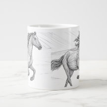 Elegante Equine-Skizze Keramik-Tasse