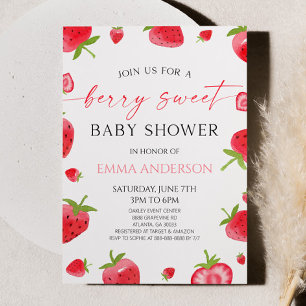 Elegante Erdbeere Eine süße Babyparty Einladung