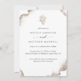 Elegante Erdfarben Wasserfarbe, Blumenzehen Einladung