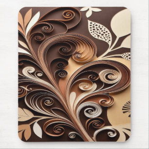 Elegante erdige Blumenwirbel im Papier-Schnitt-Sti Mousepad