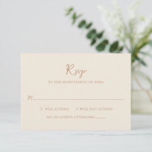 Elegante erdige Neutrale Moderne Hochzeit RSVP Karte