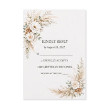 Elegante, erdige Pampas-Botanik-Hochzeits-RSVP-Kar